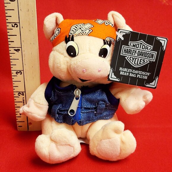 Vintage Harley Davidson Punky Hog Pig Bean Bag Plush Figure Doll 1997 - Picture 11 of 11